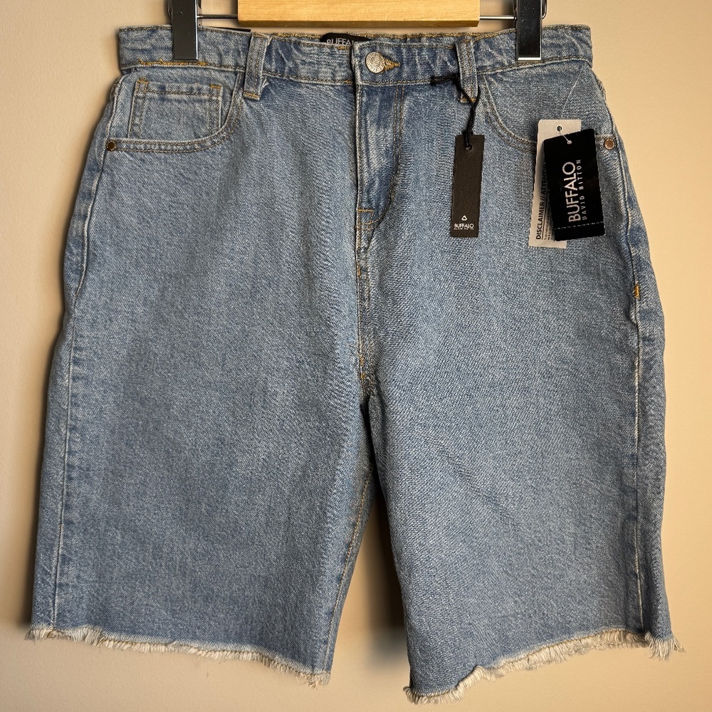 Buffalo David Bitton Women's NEW 30 Frayed LULU Mom Shorts High-Rise Y2K Denim
